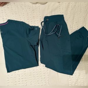 Healing Hands Jogger Scrubs - Caribbean Blue